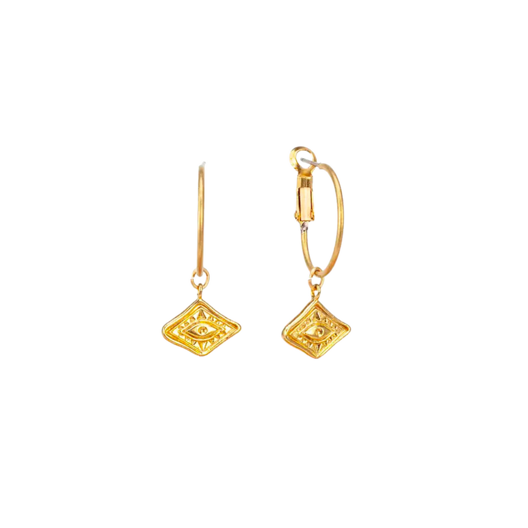 Celestial Eye Charm Hoop Earrings