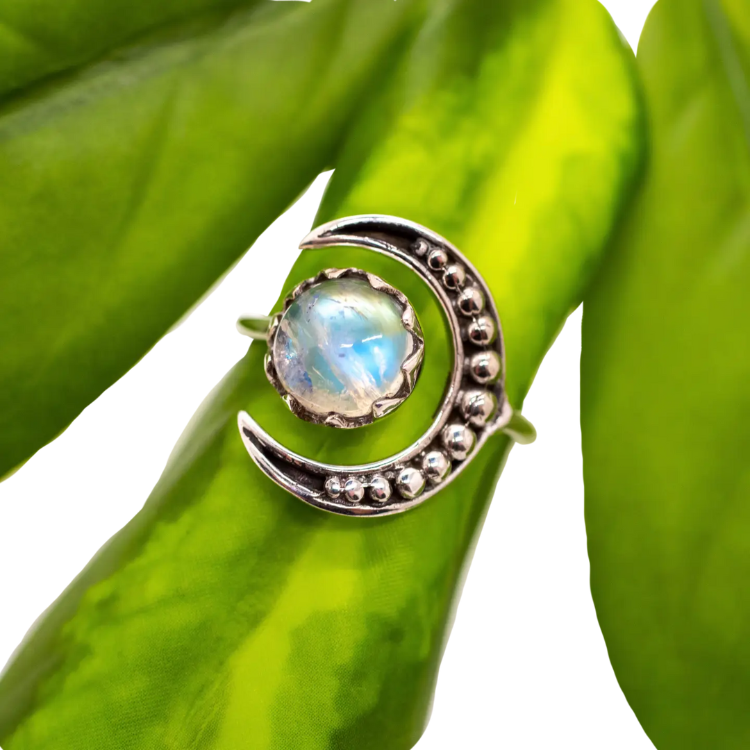 Sterling Silver Moonstone Full Moon Ring