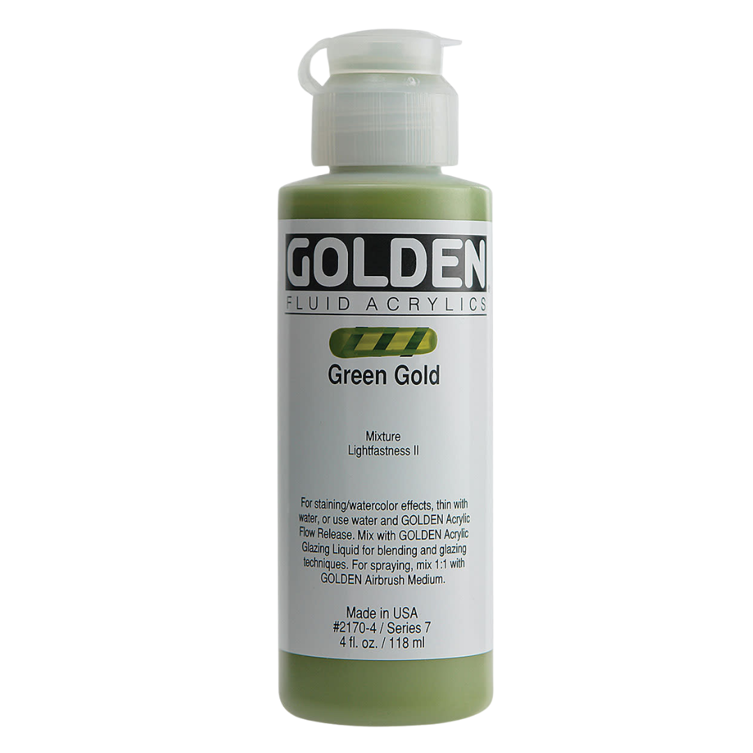 Fluid Green Gold Acrylic Paint 4oz