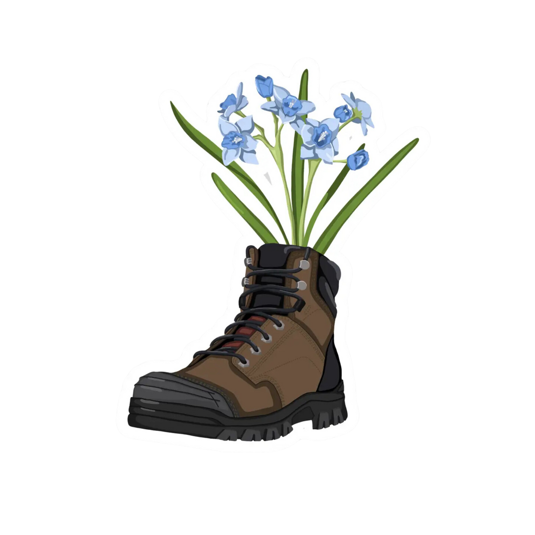Hiking Boot Flower Sticker
