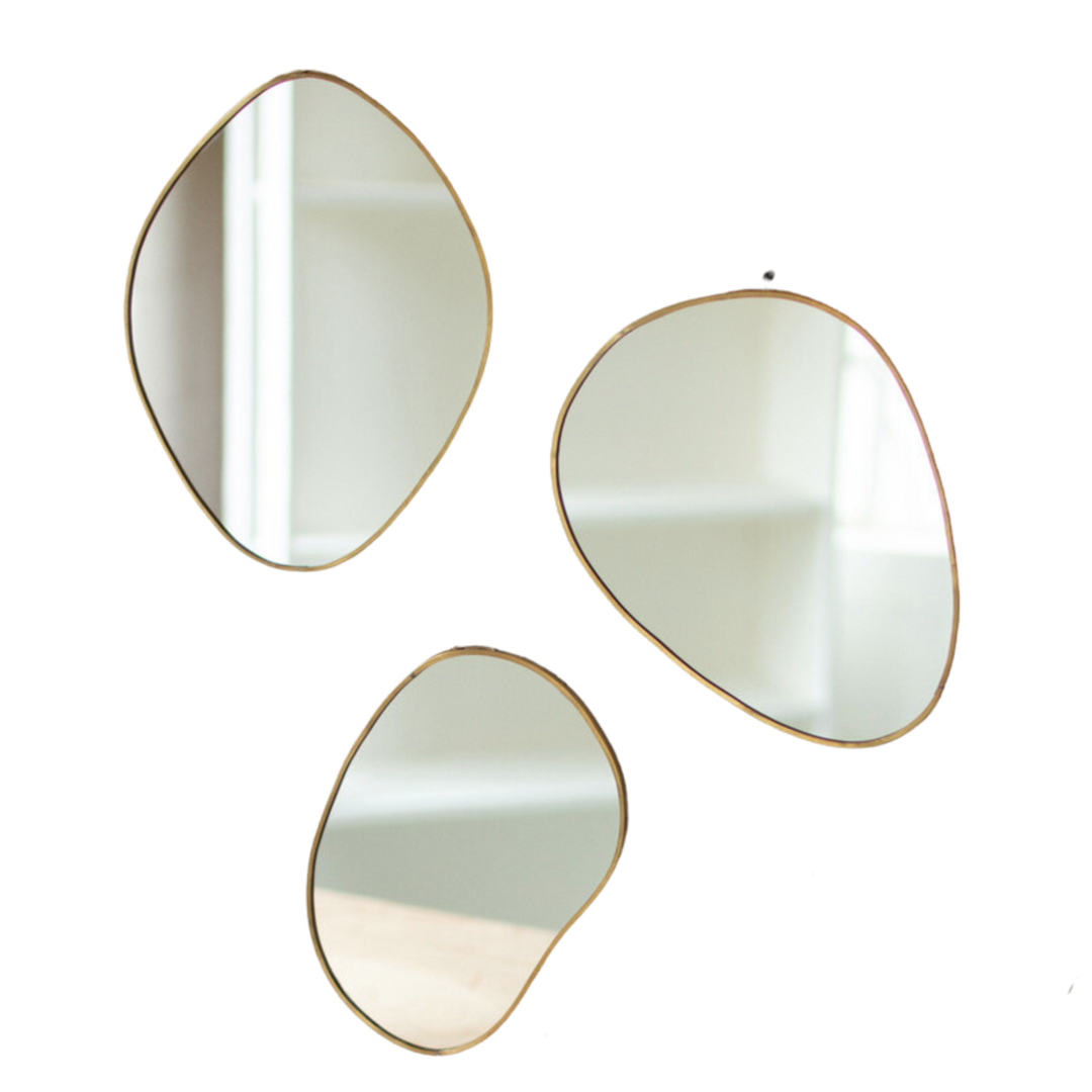 Brass Framed Organic Shaped Mirrors
