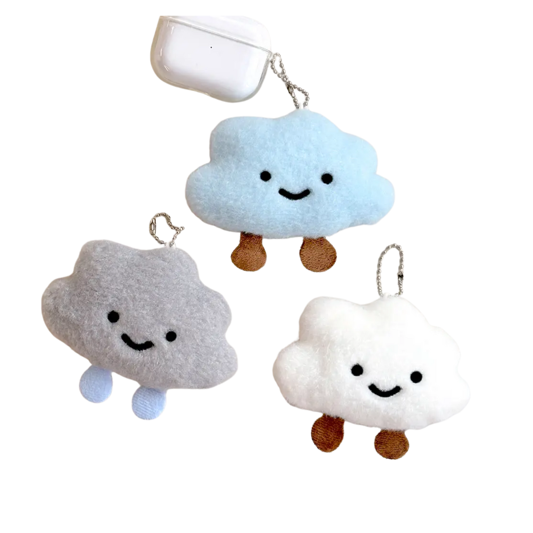 Fluffy Cloud Plush Keychain – Soft & Smiley Charm