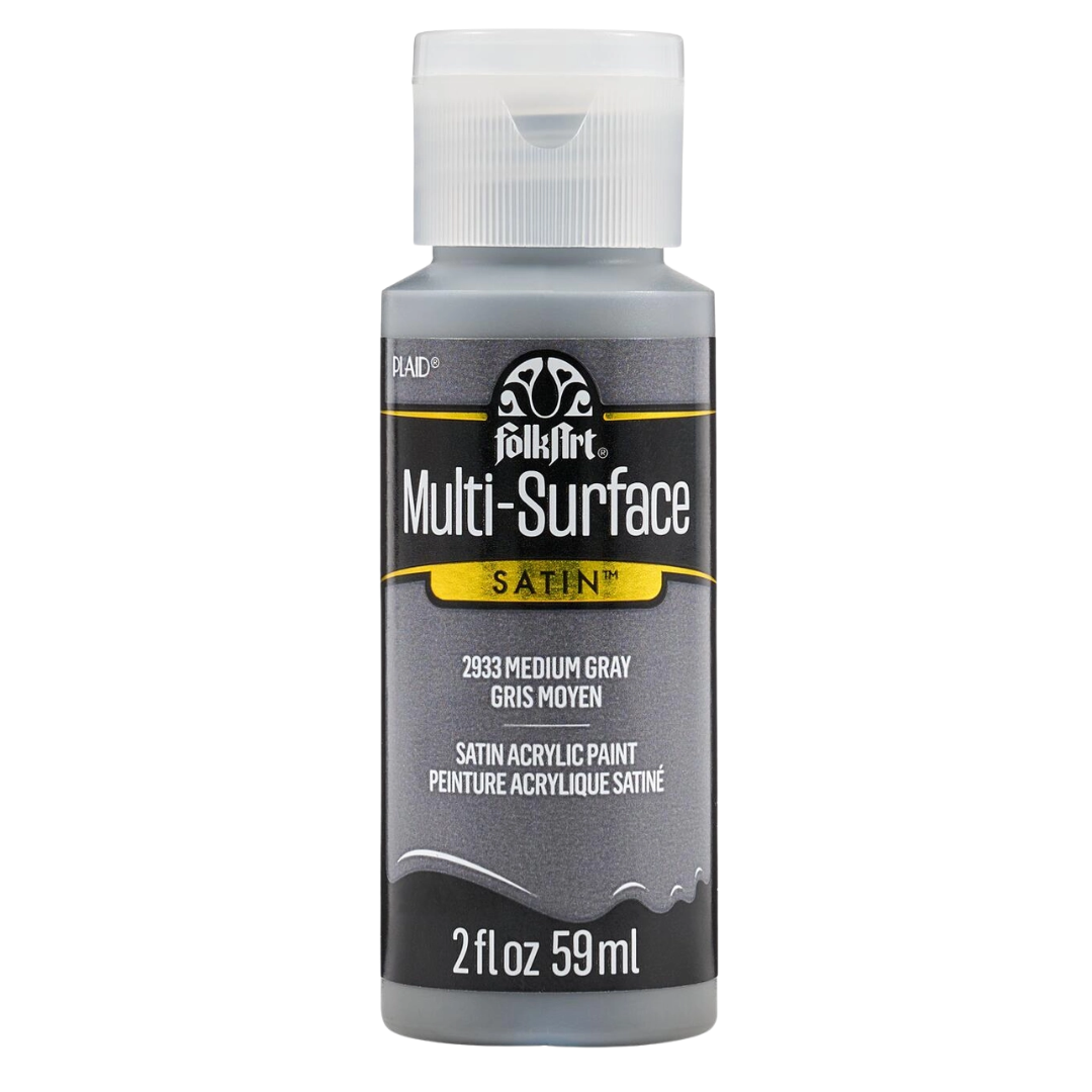 Folkart Multi-Surface Satin Acrylic Paint 2 oz - Medium Gray