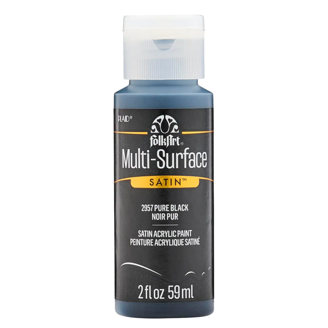 FolkArt Multi-Surface Satin Acrylic Paint 2 oz - Pure Black