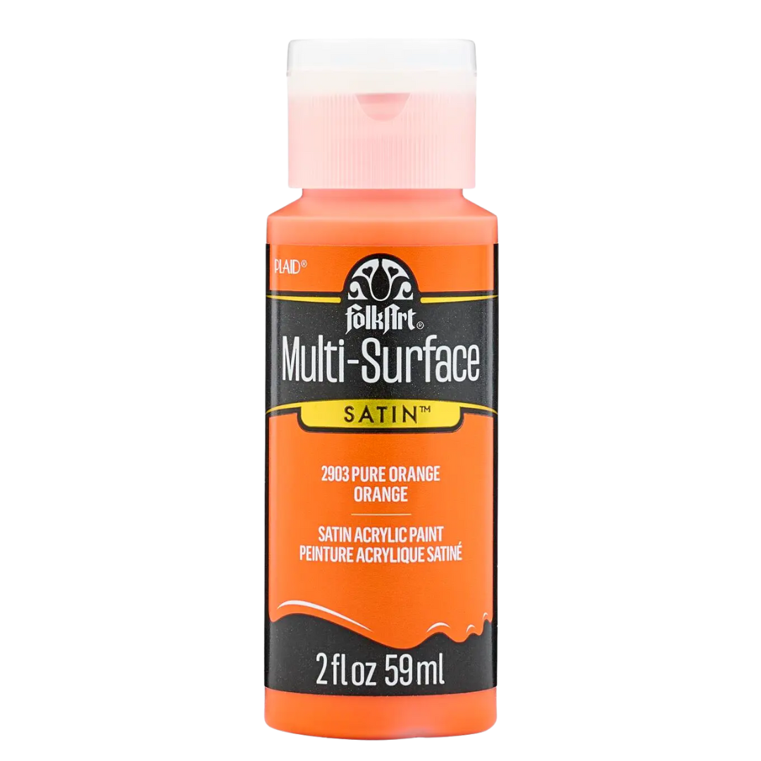 FolkArt Multi-Surface Satin Acrylic Paint 2 oz - Pure Orange