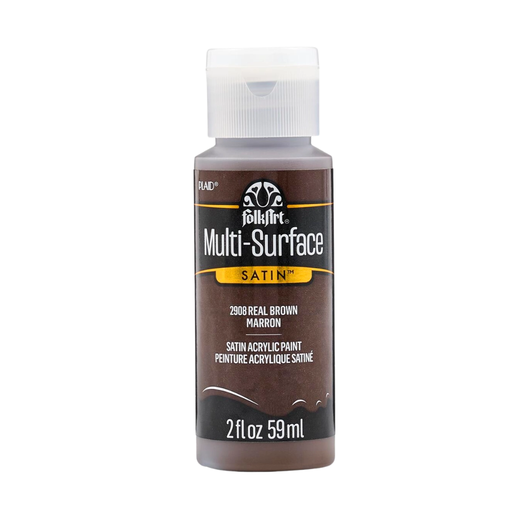 FolkArt Multi-Surface Satin Acrylic Paint 2 oz - Real Brown