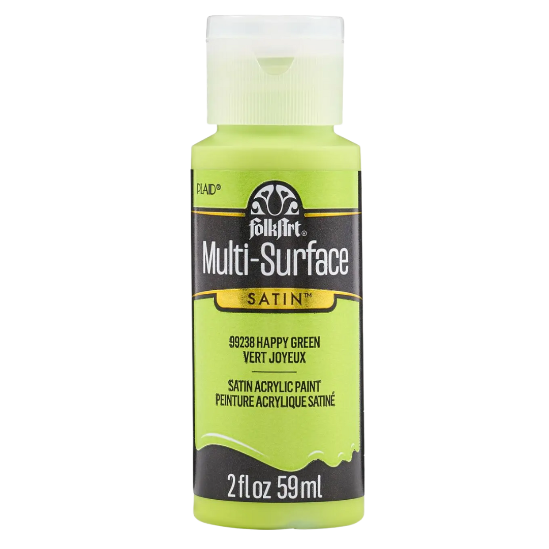 FolkArt Multi-Surface Satin Acrylic Paint 2 oz - Happy Green