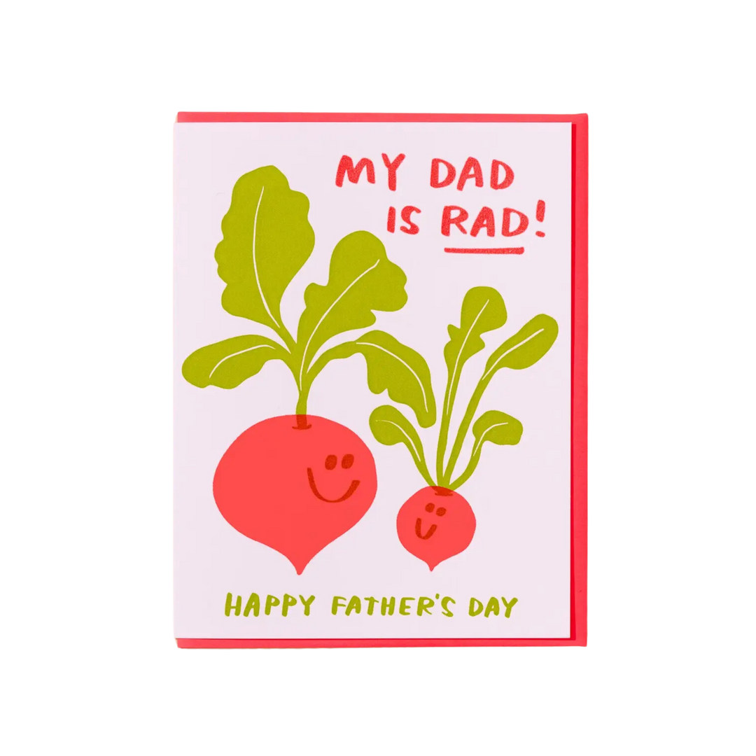 Rad Dad Letterpress Radish Father's Day Card