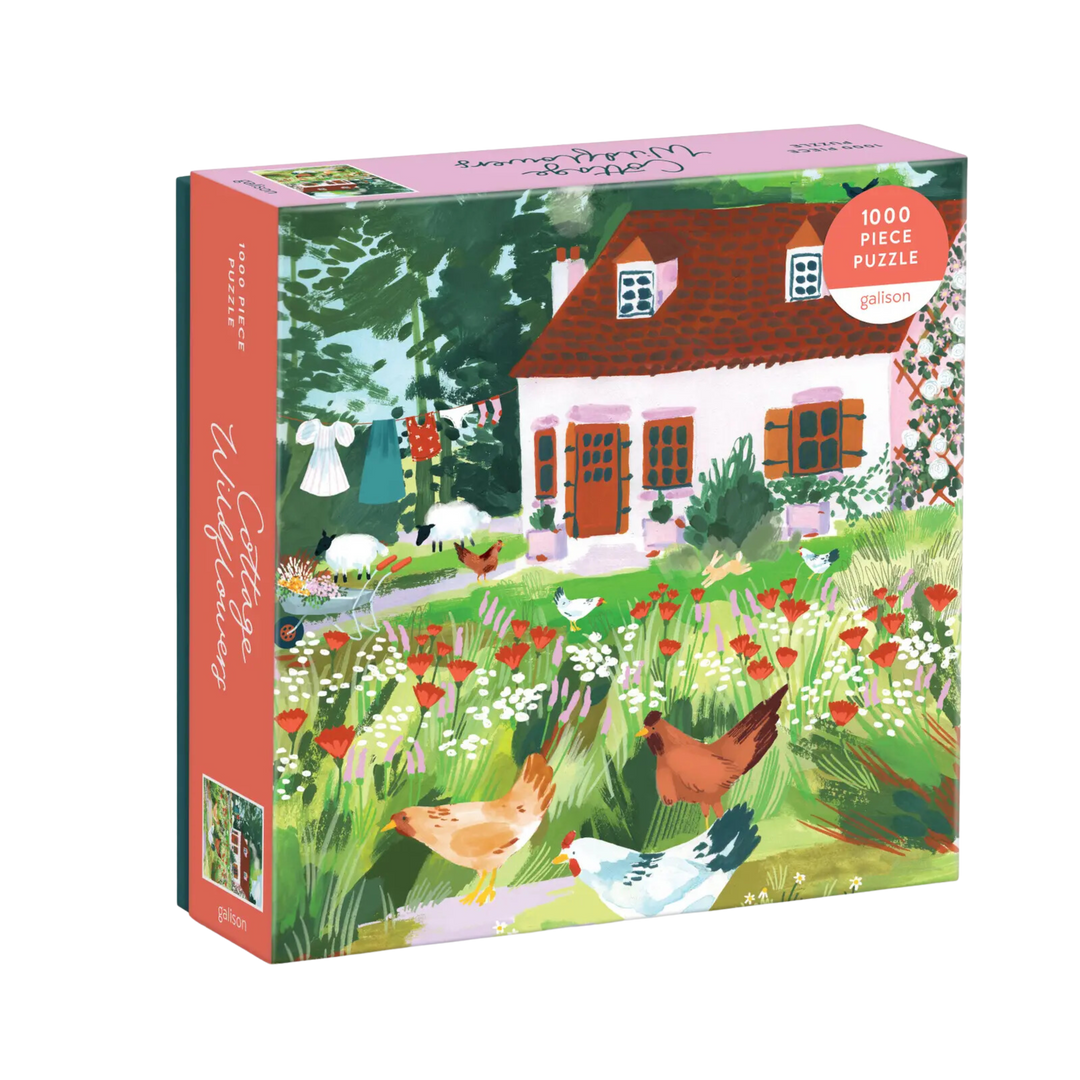 Cottage Wildflowers 1000 Piece Puzzle in A Square Box