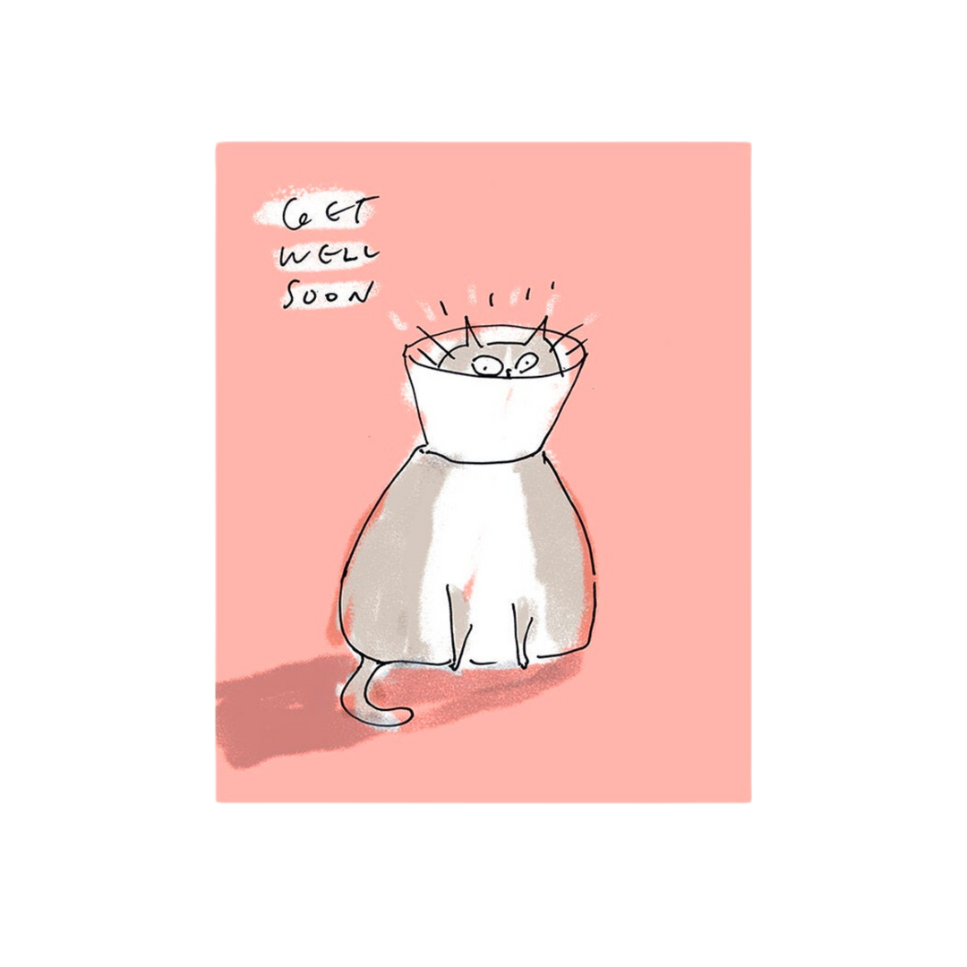 Get Well Soon Cat Cone Card