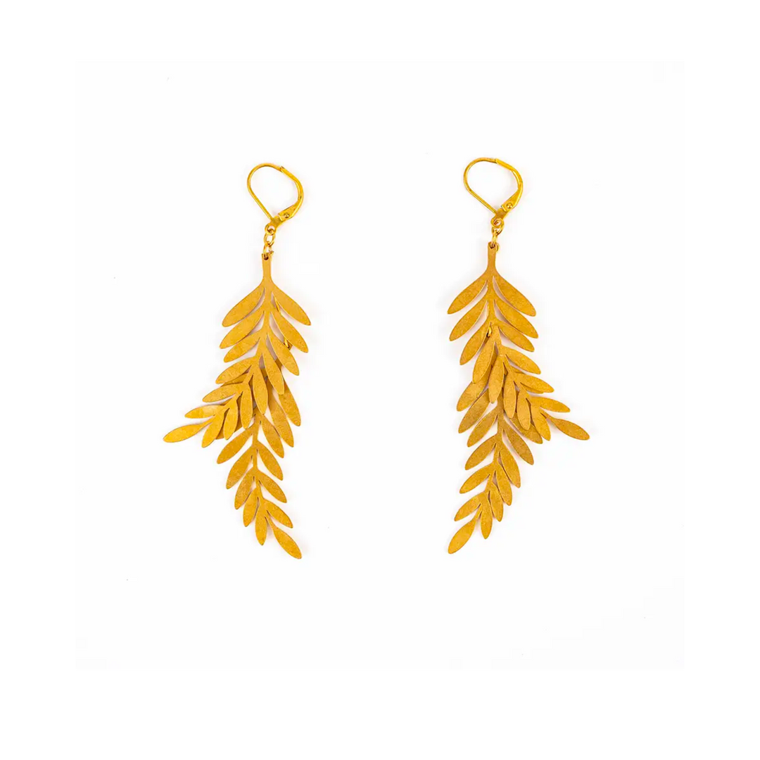 Double Leaf Dangle Earrings