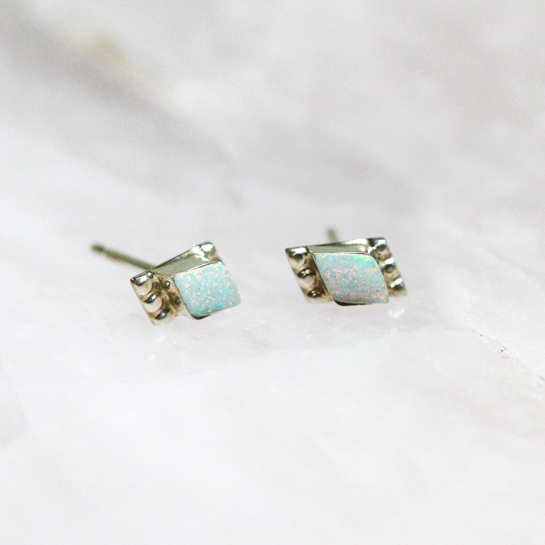 Opal Diamond Shape Studs