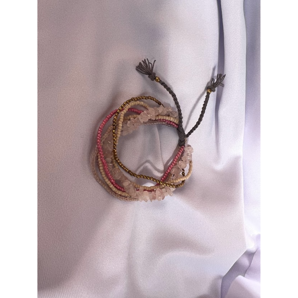 7 String Rose Quartz Bracelet