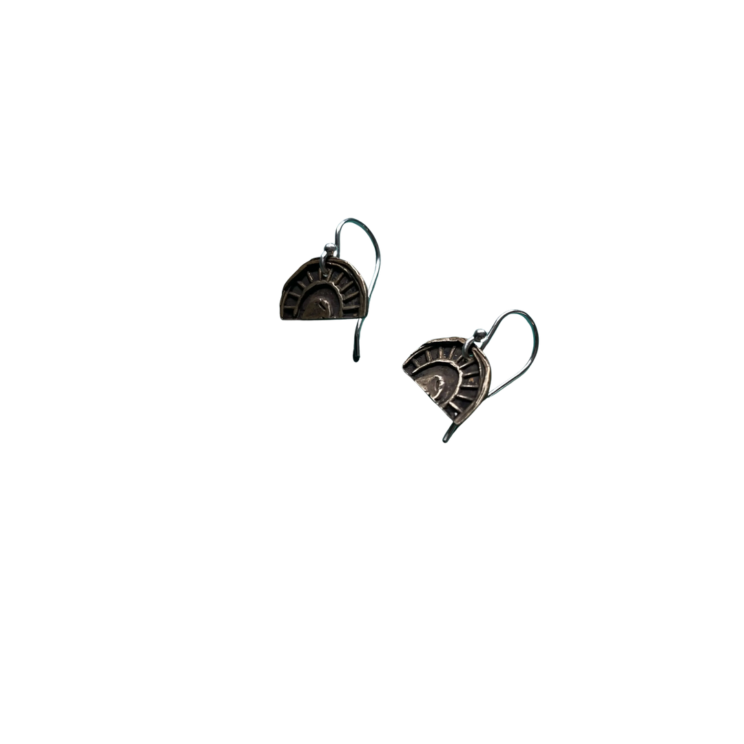 Tiny Brass "Sun-bow" Earrings (facing downward, "tight-bow")