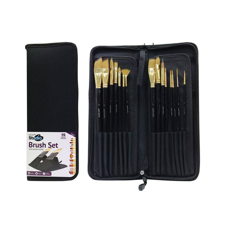 Studio Brush Set in Easel Wallet 15pce