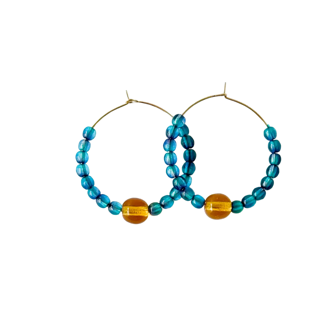 Colorful 1" Gold Filled Hoops with Beads