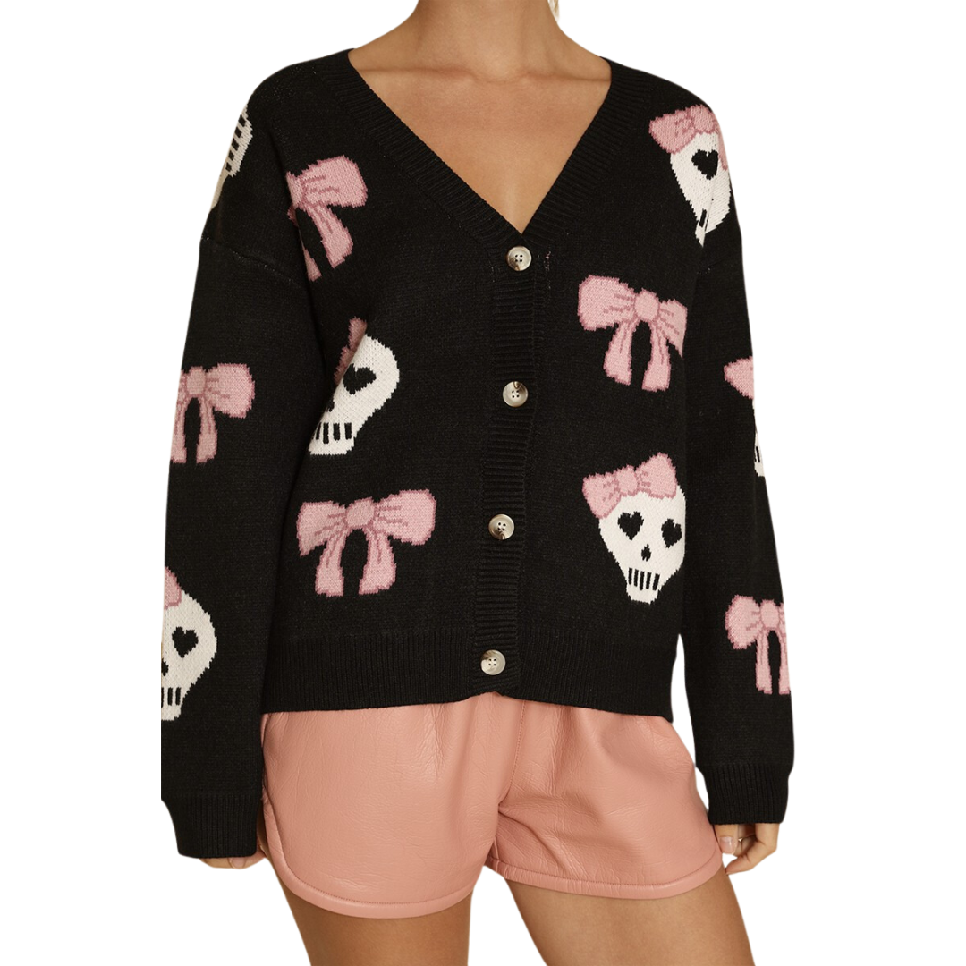 Halloween Knit Cardigan - Black