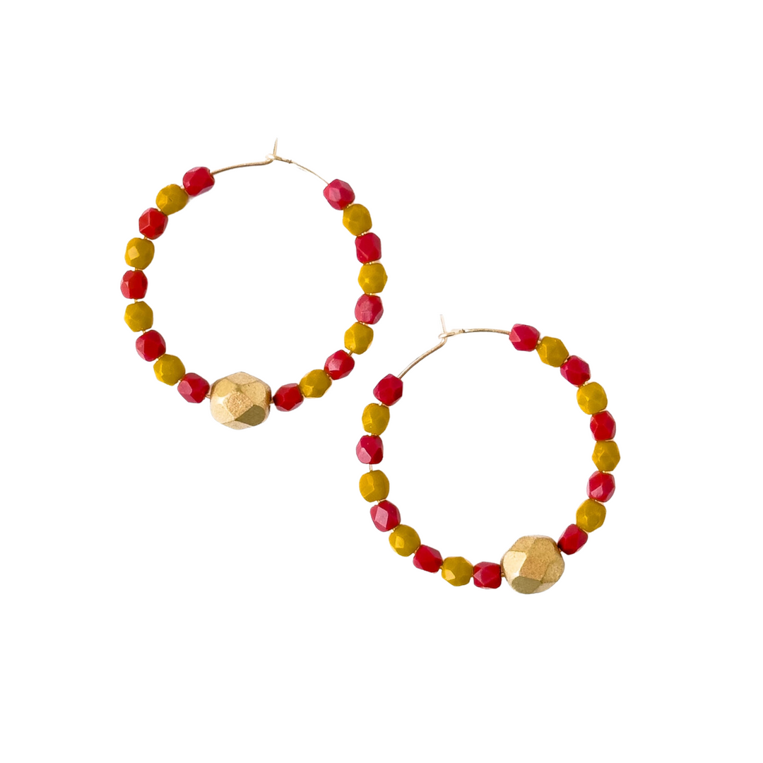 Colorful Gold Filled Hoops with Beads