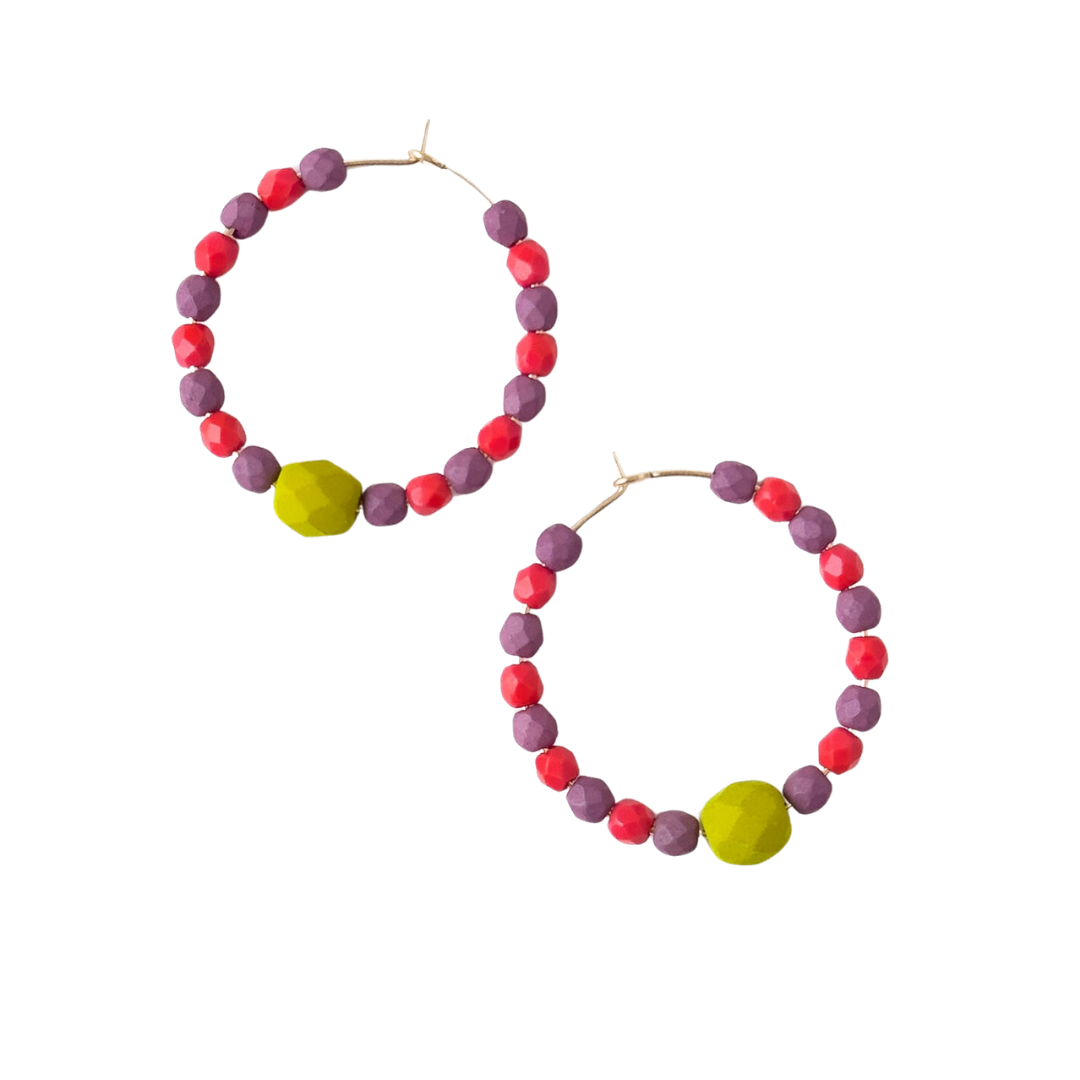 Colorful Gold Filled Hoops with Beads