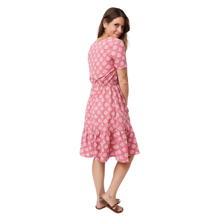 Lydia Dress Floral Stamp Rose