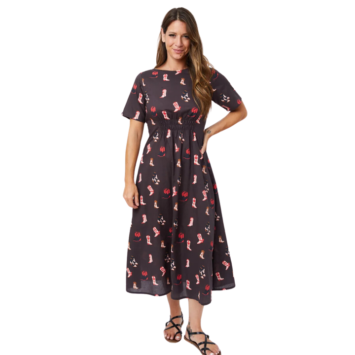 Artsy Traveler Short Sleeve Midi Dress Two Step Dusk