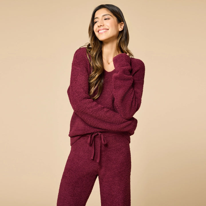 Solid Marshmallow V-Neck Lounge Set