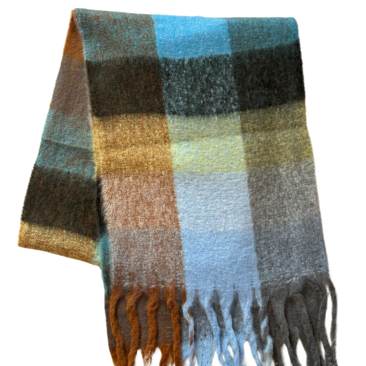 New Plaid Blanket Scarf Cozy Soft Long with Fringe