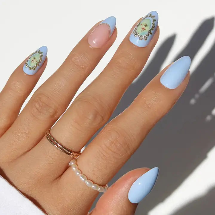 Angel In Blue Short Almond Press-On Nail