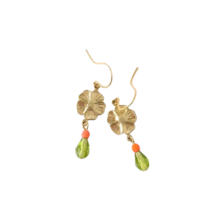 Small Flower Earrings with Beads