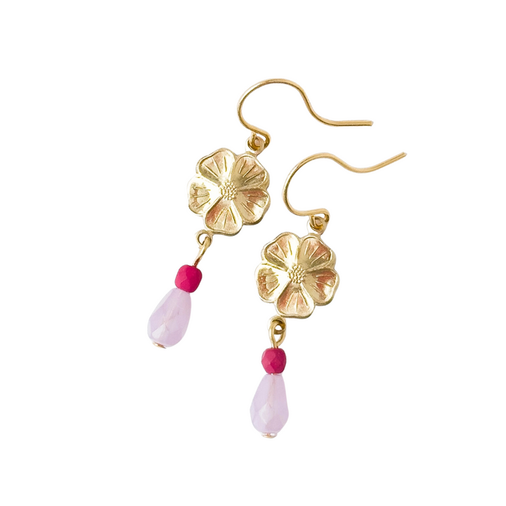 Small Flower Earrings with Beads