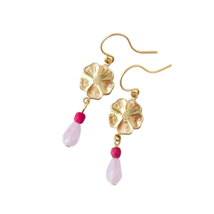 Small Flower Earrings with Beads