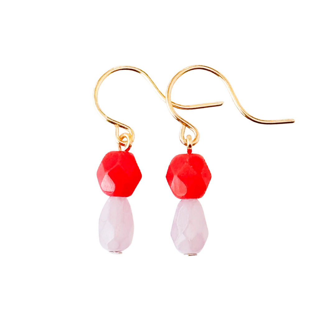 Small Bead Earrings With Little Color Drop