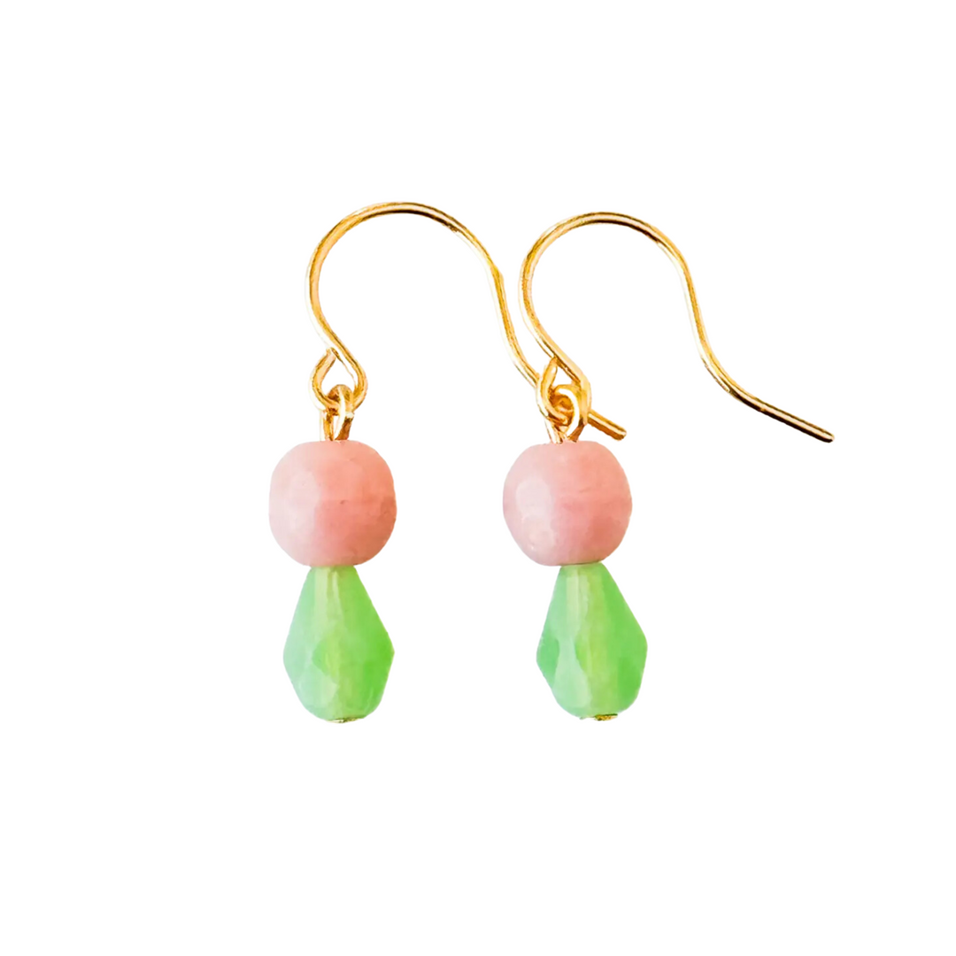 Small Bead Earrings With Little Color Drop