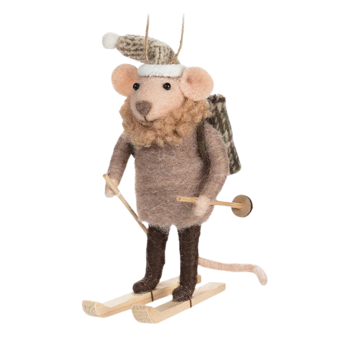 Cross Country Skier Mouse Ornament