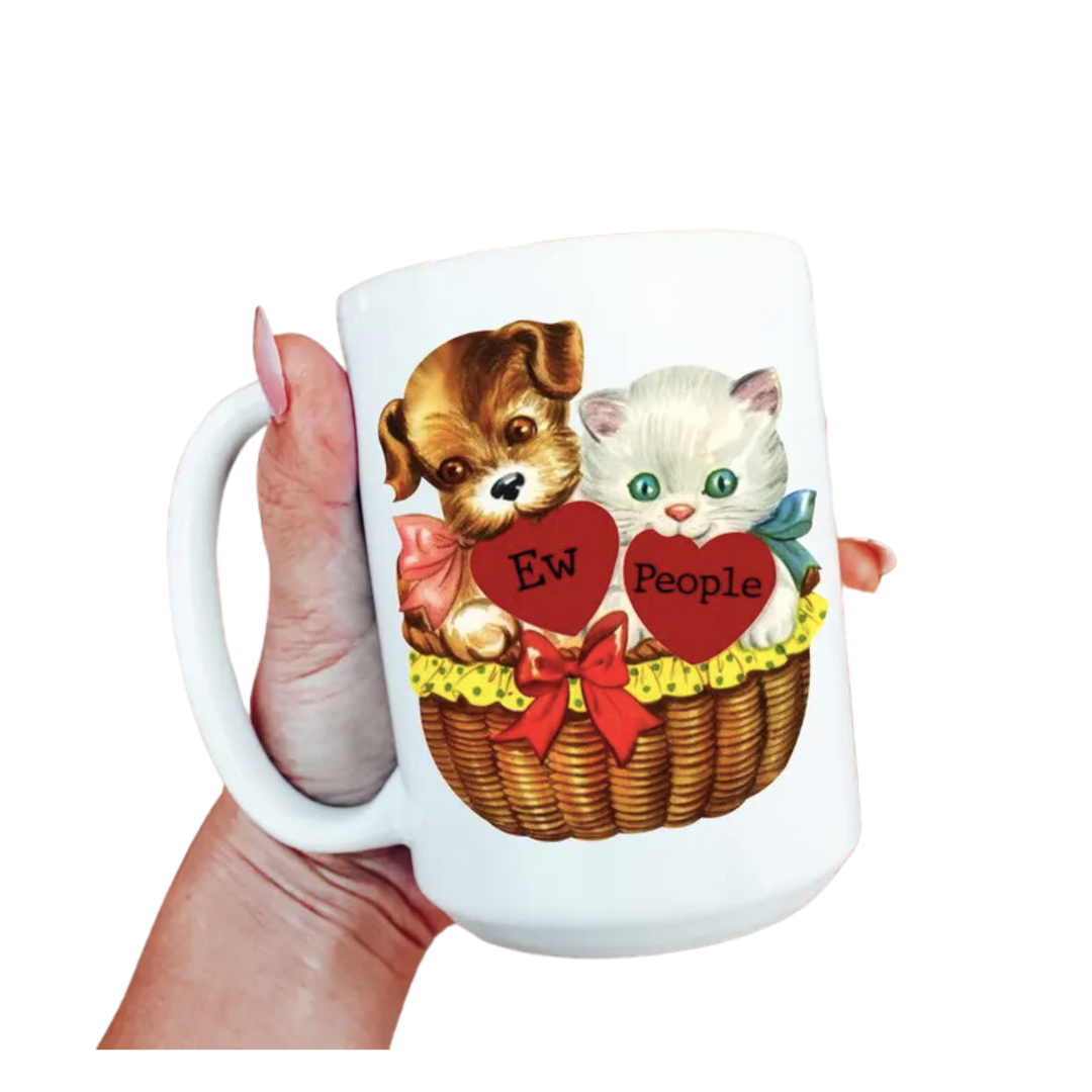 Ew People Cat and Dog Mug