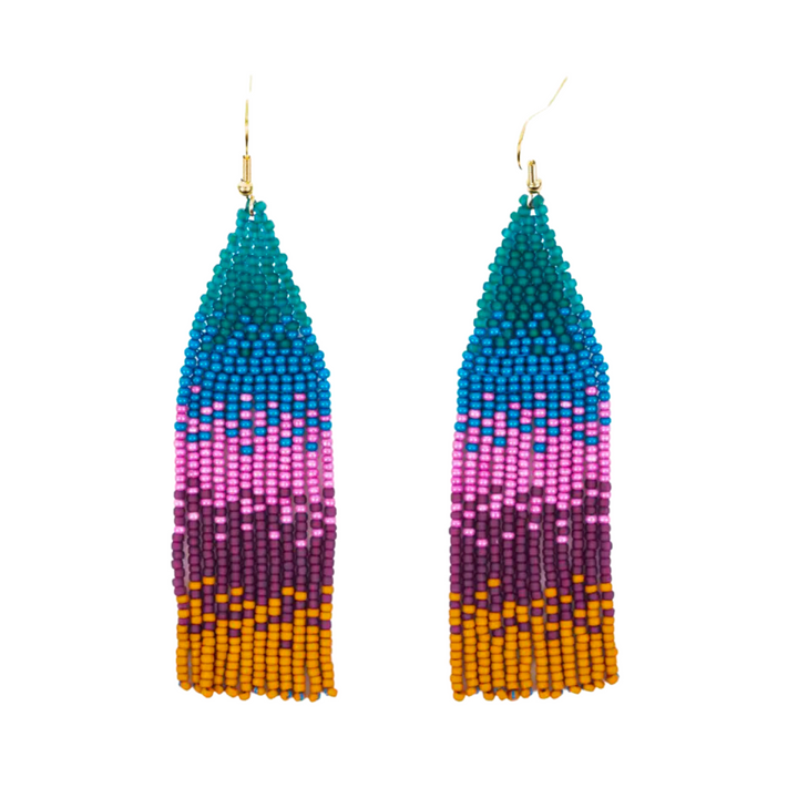 Ombre Beaded Fringe Earrings