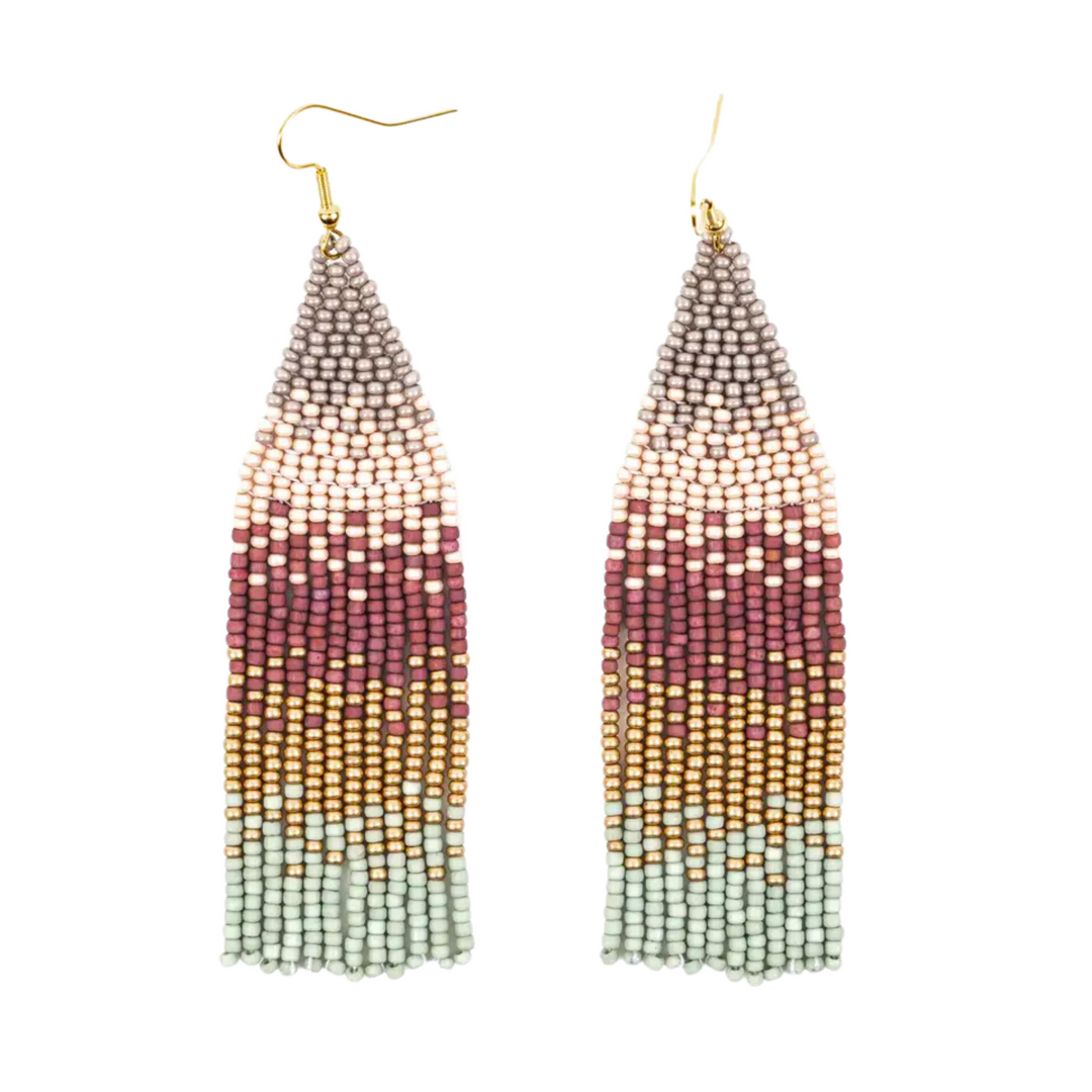 Ombre Beaded Fringe Earrings