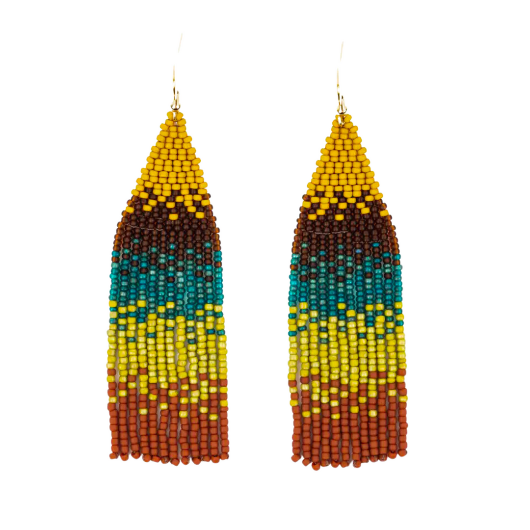 Ombre Beaded Fringe Earrings