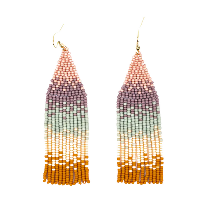 Ombre Beaded Fringe Earrings