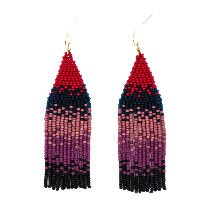 Ombre Beaded Fringe Earrings