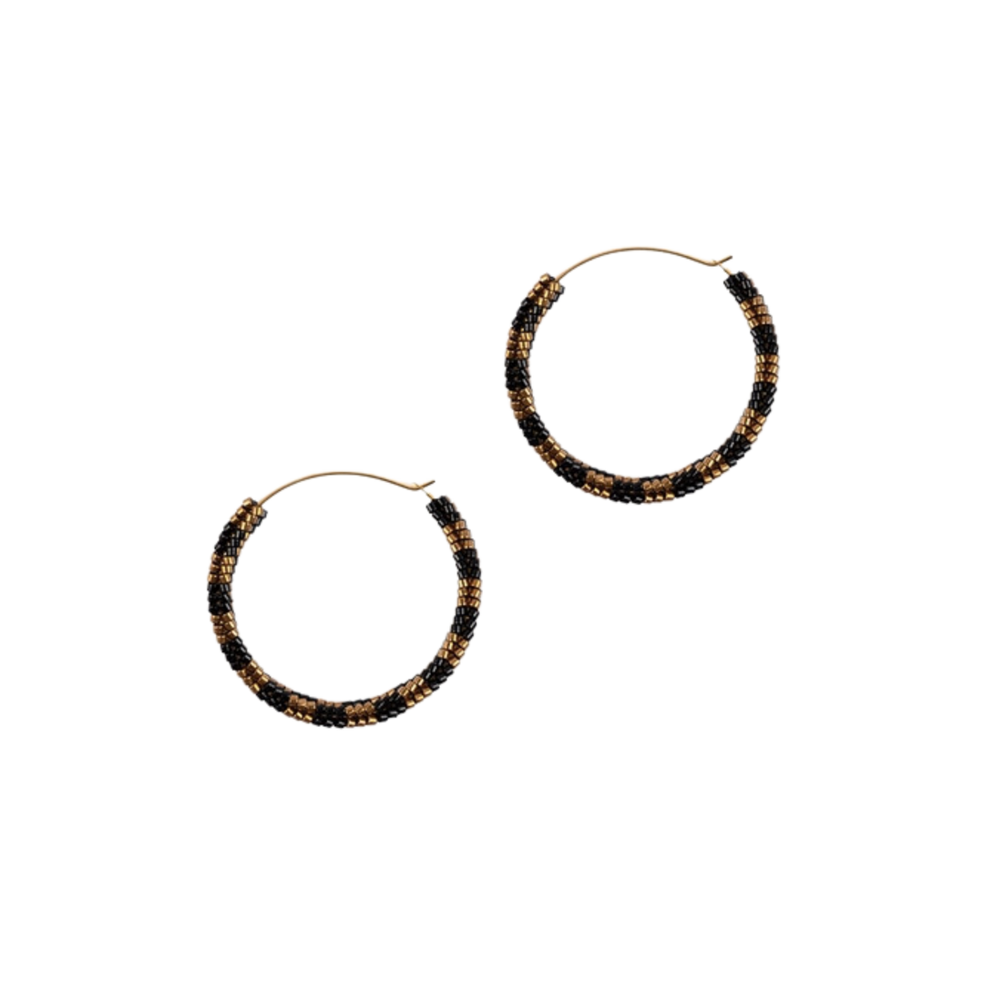 Delica Checkerboard Hoop Earrings