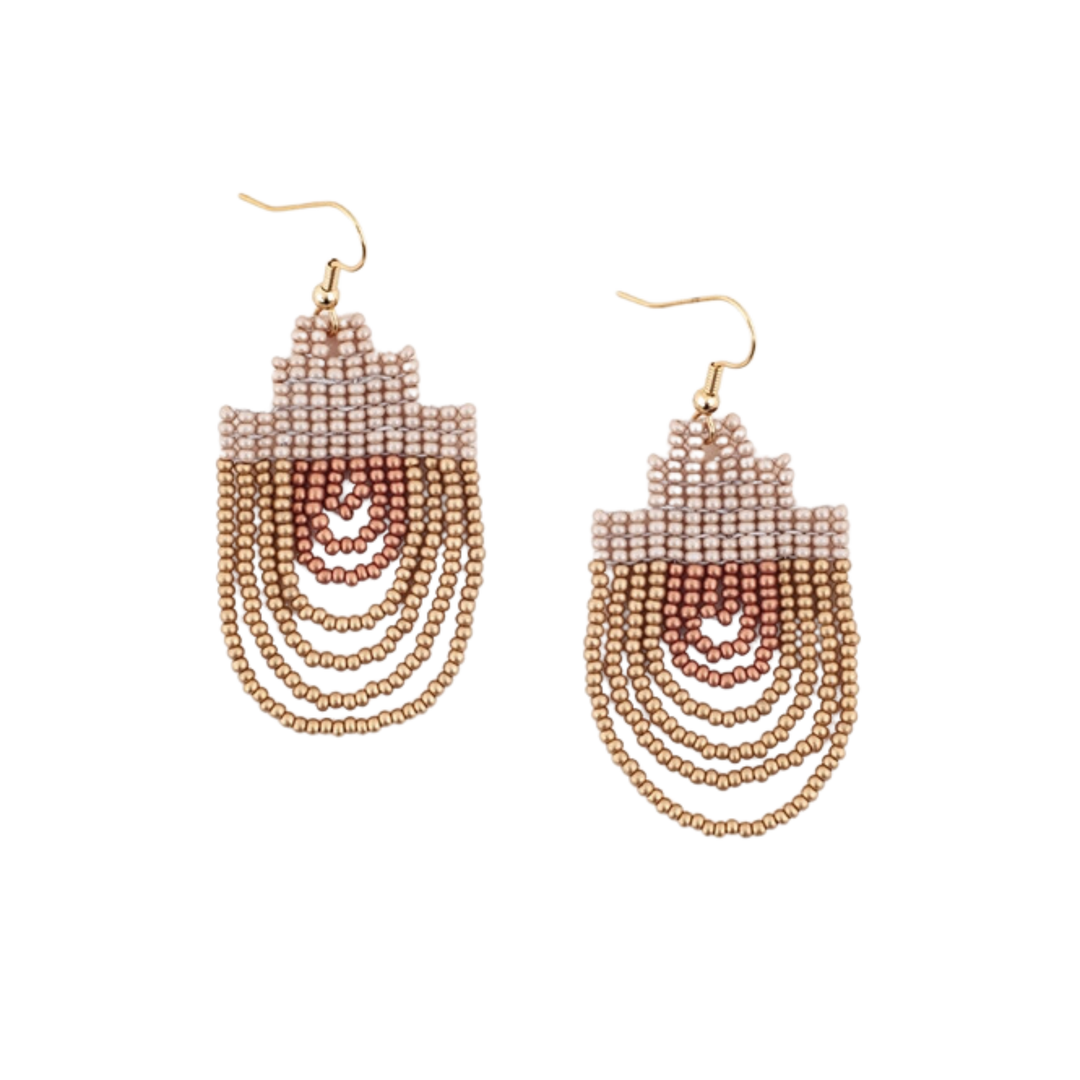 Mayan Pyramid Beaded Earrings