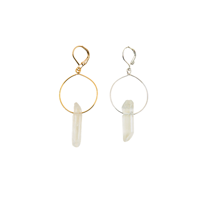 Quartz Hoop Earrings