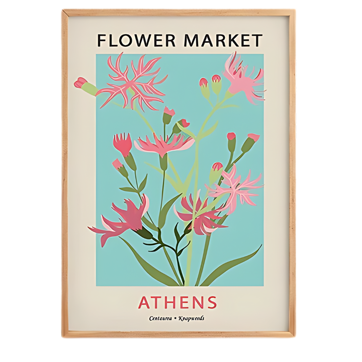 Flower Market Pink & Blue Art Print 18x24