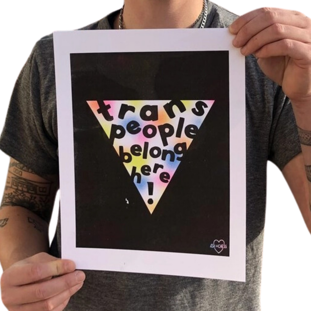 8"x10" Trans People Belong Here Risograph Print