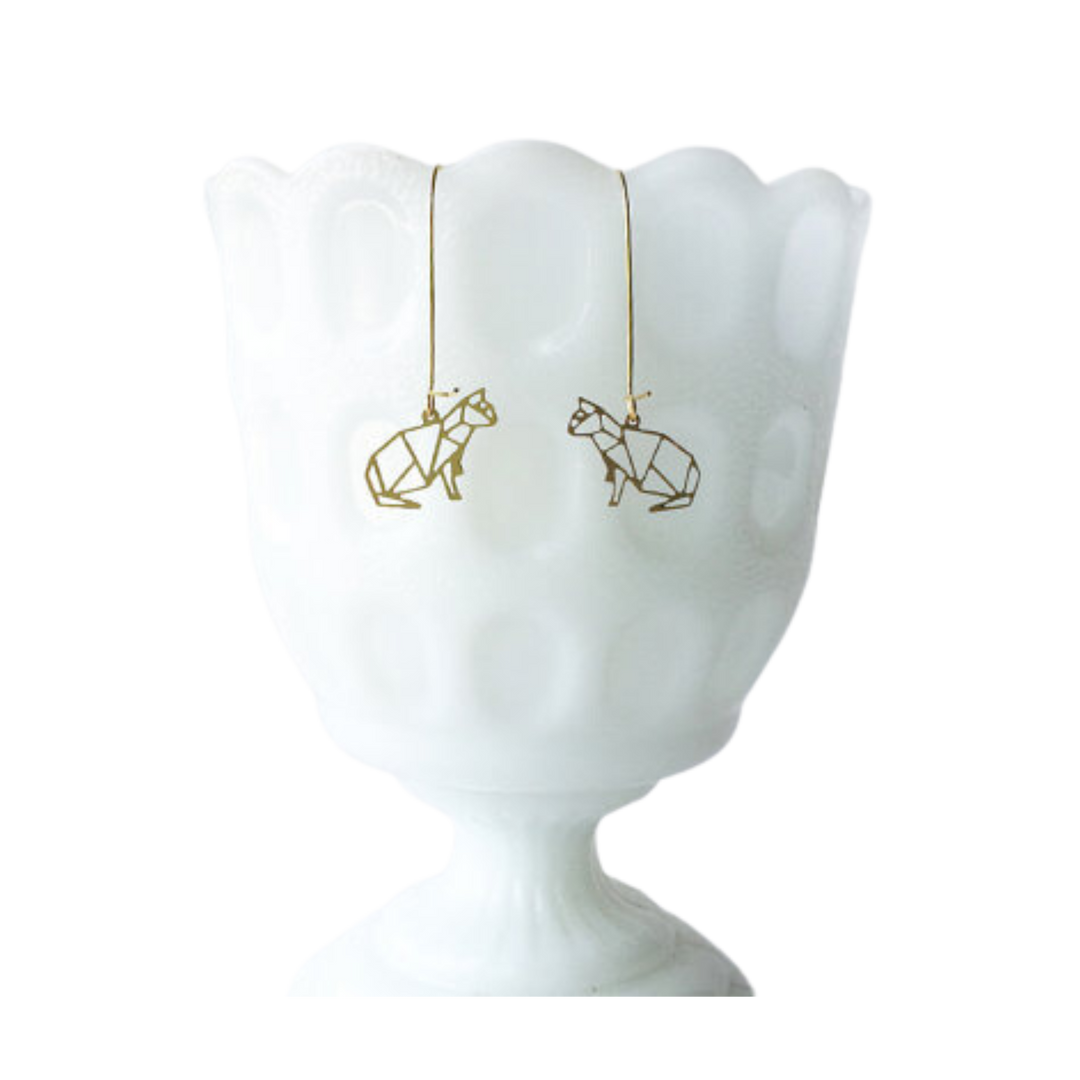 Kitty Cat Geometric Earrings