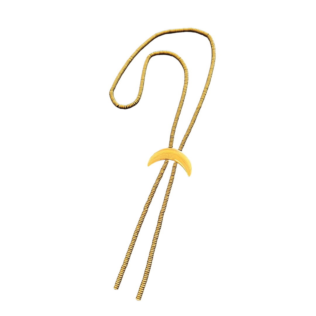 Brass Crescent Moon Bolo Necklace