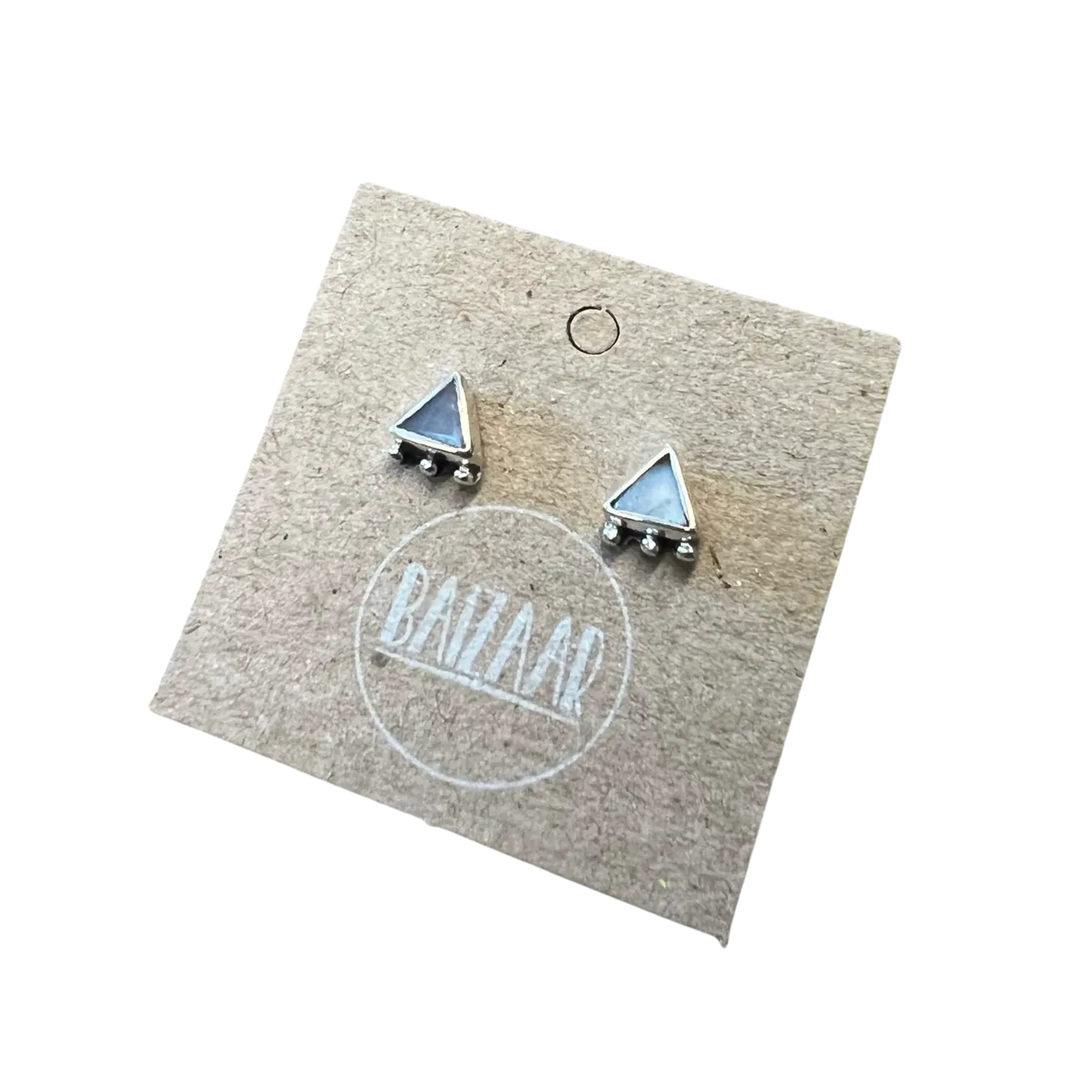 Sterling Silver Triangle Dot Stud - Labradorite
