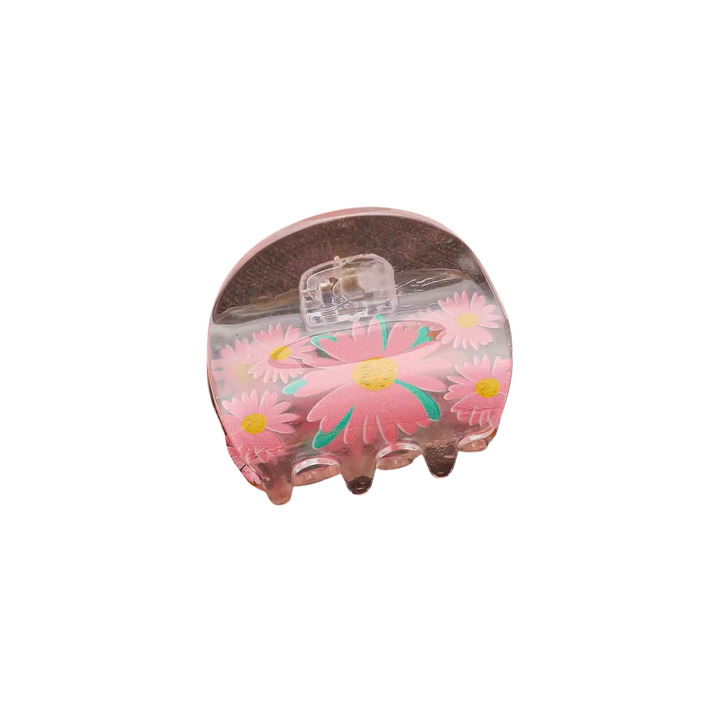 Clear Daisy Print Claw Clip