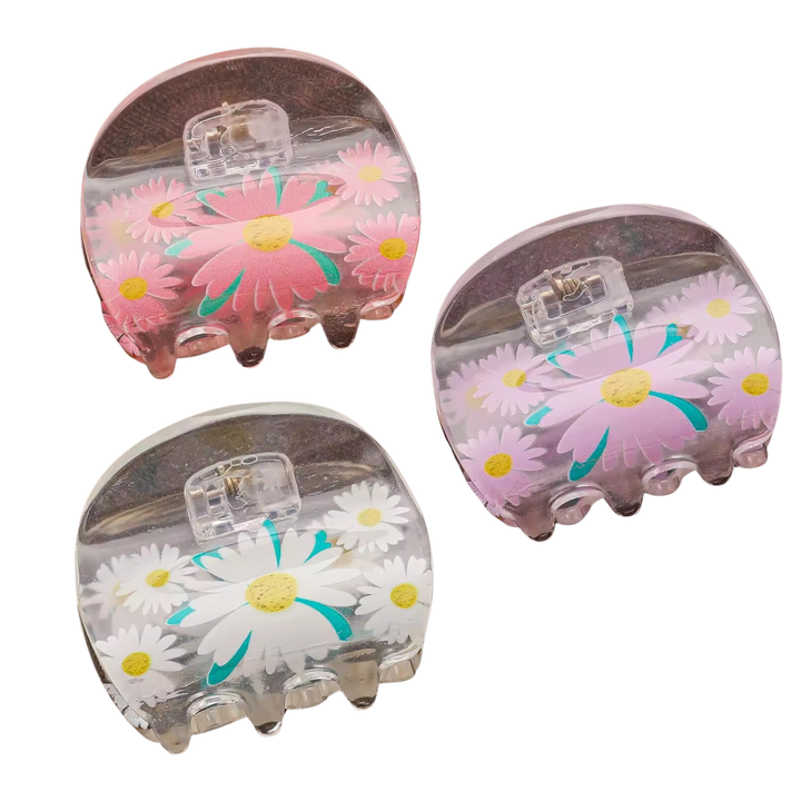 Clear Daisy Print Claw Clip